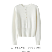 气质无需多言 加厚圆领100%纯山羊绒开衫 女纯羊绒毛衣针织外套