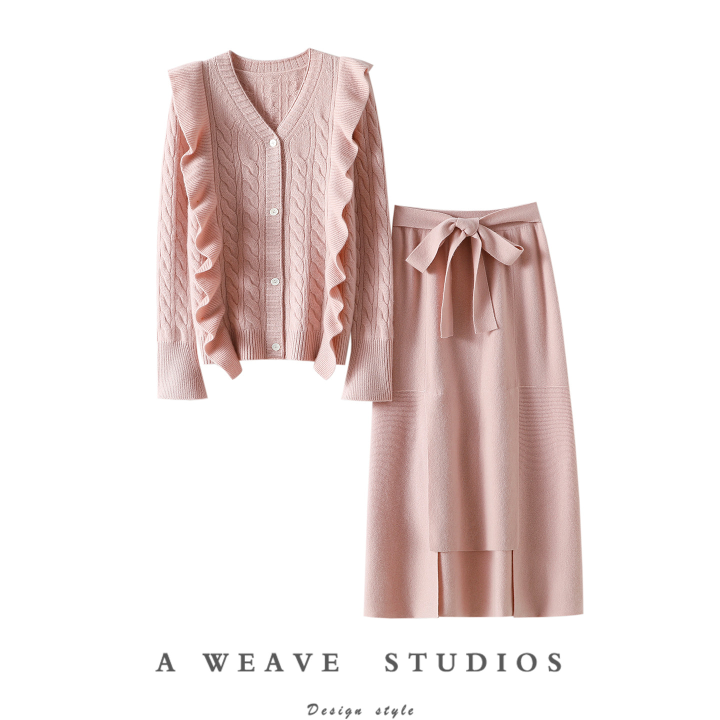 官方正品~太气质了！加厚100%纯山羊绒开衫女V领针织半身裙子套装,女装/女士精品,羊绒衫,淘宝优惠券,粉丝福利购,淘宝优惠卷