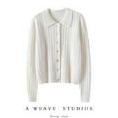 翻领显瘦秋冬宽松毛衣针织开衫 启超加厚100%纯山羊绒衫 女开衫 外套