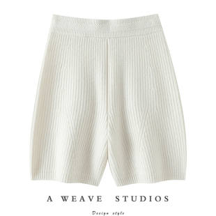 启超精致女主感！加厚100%纯羊绒短裤女针织休闲短裤子外穿秋冬季
