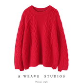 原版 效果太好了 纯山羊绒衫 重磅加厚 女圆领纯羊绒毛衣宽松新款