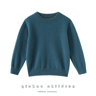 启超越穿越爱！儿童山羊绒衫圆领男女款纯羊绒毛衣小中大童秋冬