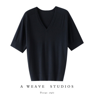 女V领羊绒毛衣打底衫 精纺100%纯山羊绒衫 五分袖 好穿到飞起来