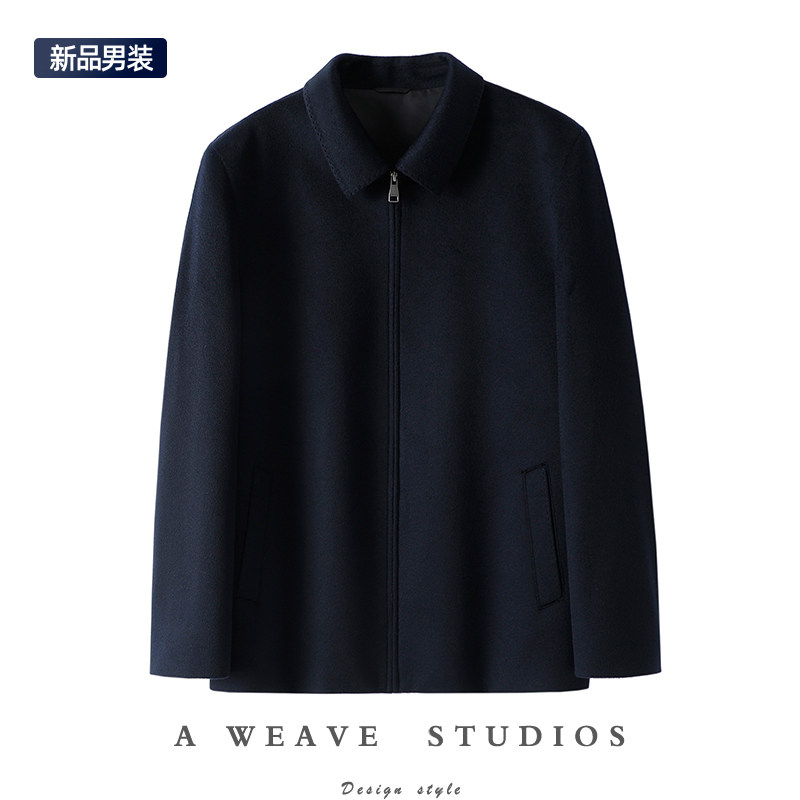 【官方正品】行政夹克男士100%纯山羊绒拉链开衫外套商务干部装冬