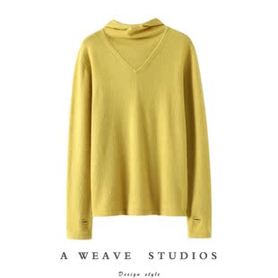 帽衫 官方正品 女纯羊绒毛衣针织打底衫 美美 秋冬 连帽羊绒衫