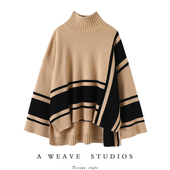 有范爱到爆 慵懒风 女高领落肩针织衫 2024新款 加厚100%纯山羊绒衫