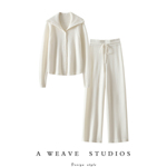 惊艳王炸！加厚100%纯山羊绒开衫女羊绒毛衣针织羊绒裤子外穿套装