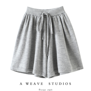 休闲不是随意~夏天可穿的精纺100%纯山羊绒短裤子女针织短裤外穿