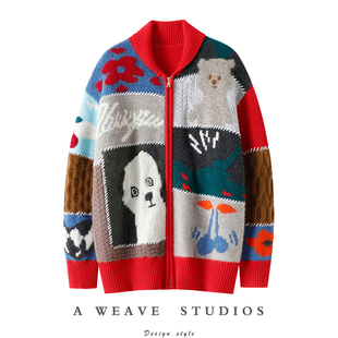 官方正品！漫步巴黎~加厚100%纯山羊绒拉链开衫女毛衣针织外套冬