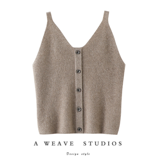 毛衣背心针织打底衫 100%纯山羊绒吊带女羊绒开衫 棒 有反差气质