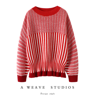 纯羊绒毛衣秋冬 女圆领加厚针织衫 街头焦点 细腰荷叶摆启超羊绒衫