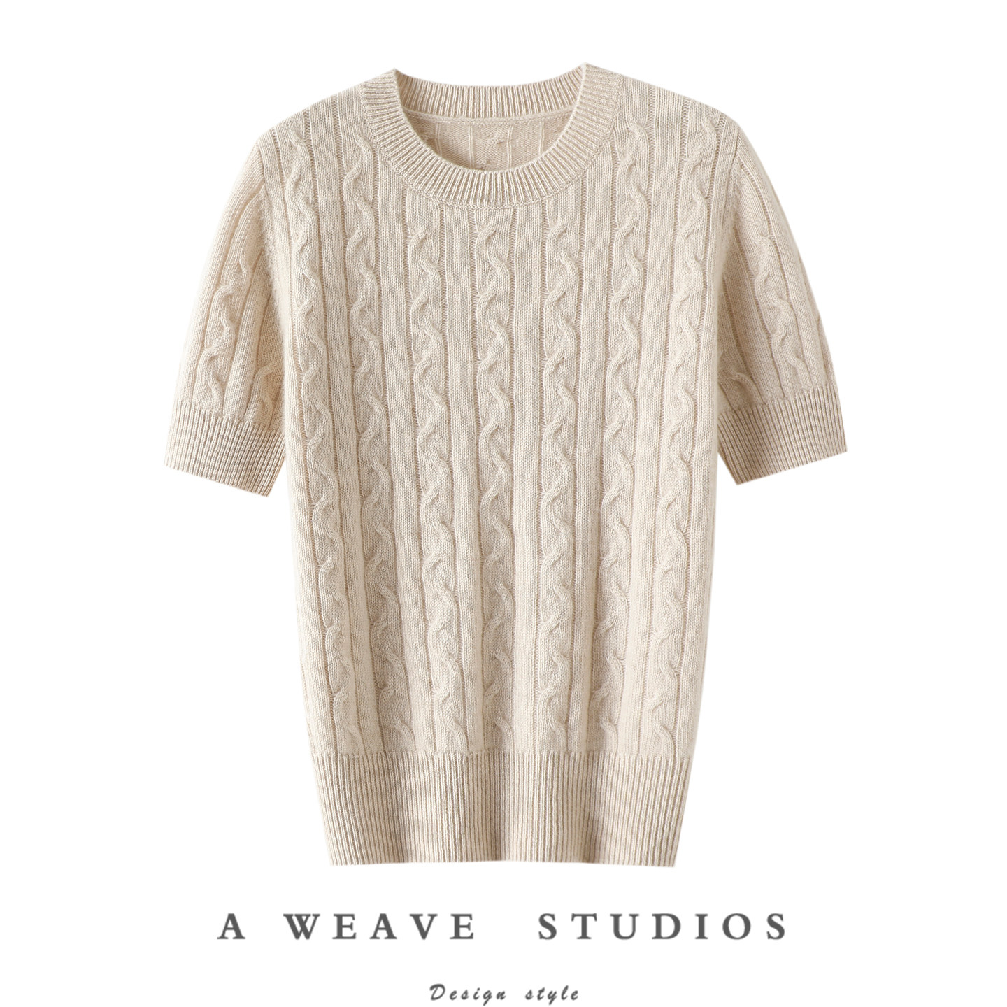简约美学！上身即爱~100%纯山羊绒短袖麻花纯羊绒毛衣针织衫秋冬
