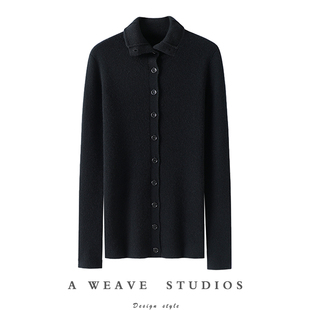 女纯羊绒毛衣针织打底衫 强势而自信 可翻高领100%纯山羊绒开衫