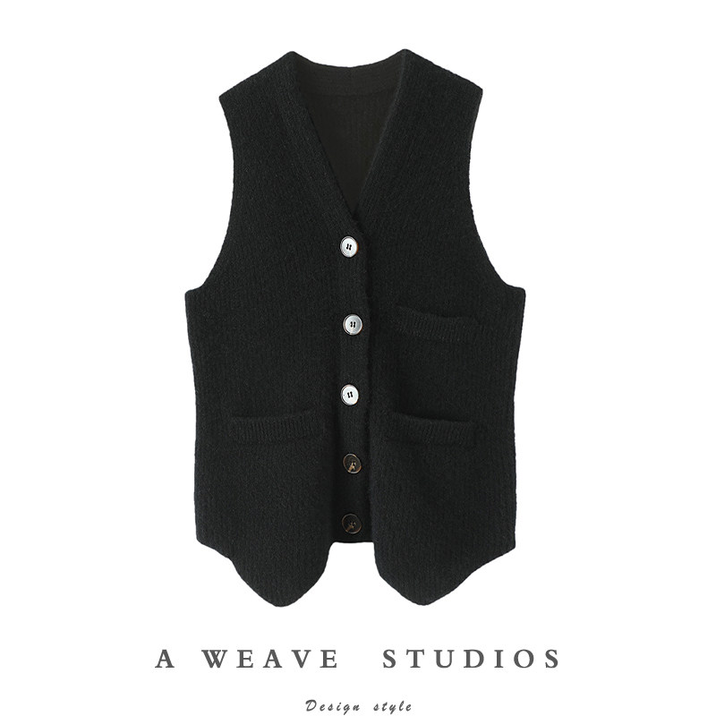 上身像开了挂~V领羊绒马甲背心女纯羊绒衫毛衣加厚针织坎肩秋冬季