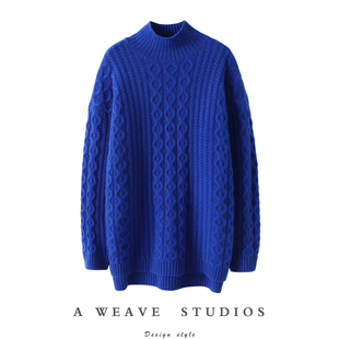 启超简单温暖~加厚半高领羊绒衫女100纯山羊绒中长款毛衣女秋冬季