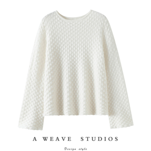 启超法式优雅！鱼鳞纹慵懒风100%纯羊绒衫女毛衣亲肤针织衫女秋冬