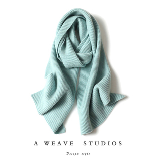 浅浅的期待!加厚100%纯山羊绒围巾男女通用保暖百搭针织围巾冬季