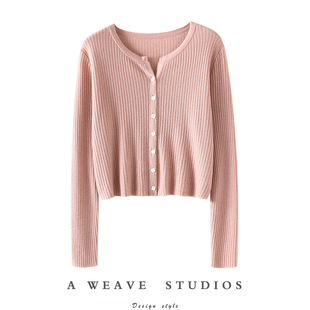 防晒外套 女纯羊绒毛衣针织开衫 喜欢品质感 春夏精纺圆领羊绒衫