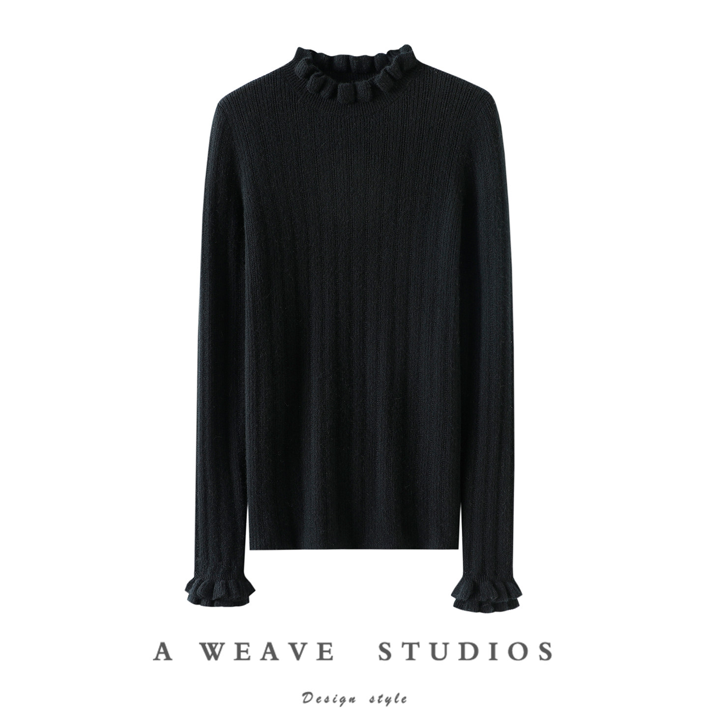 通勤美学~木耳边100%纯山羊绒衫女纯羊绒毛衣针织打底衫秋冬上衣,女装/女士精品,羊绒衫,淘宝优惠券,粉丝福利购,淘宝优惠卷