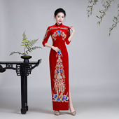 改良红色新中式 喜婆婆喜妈妈婚宴礼服高端大气演出服 旗袍2026新款