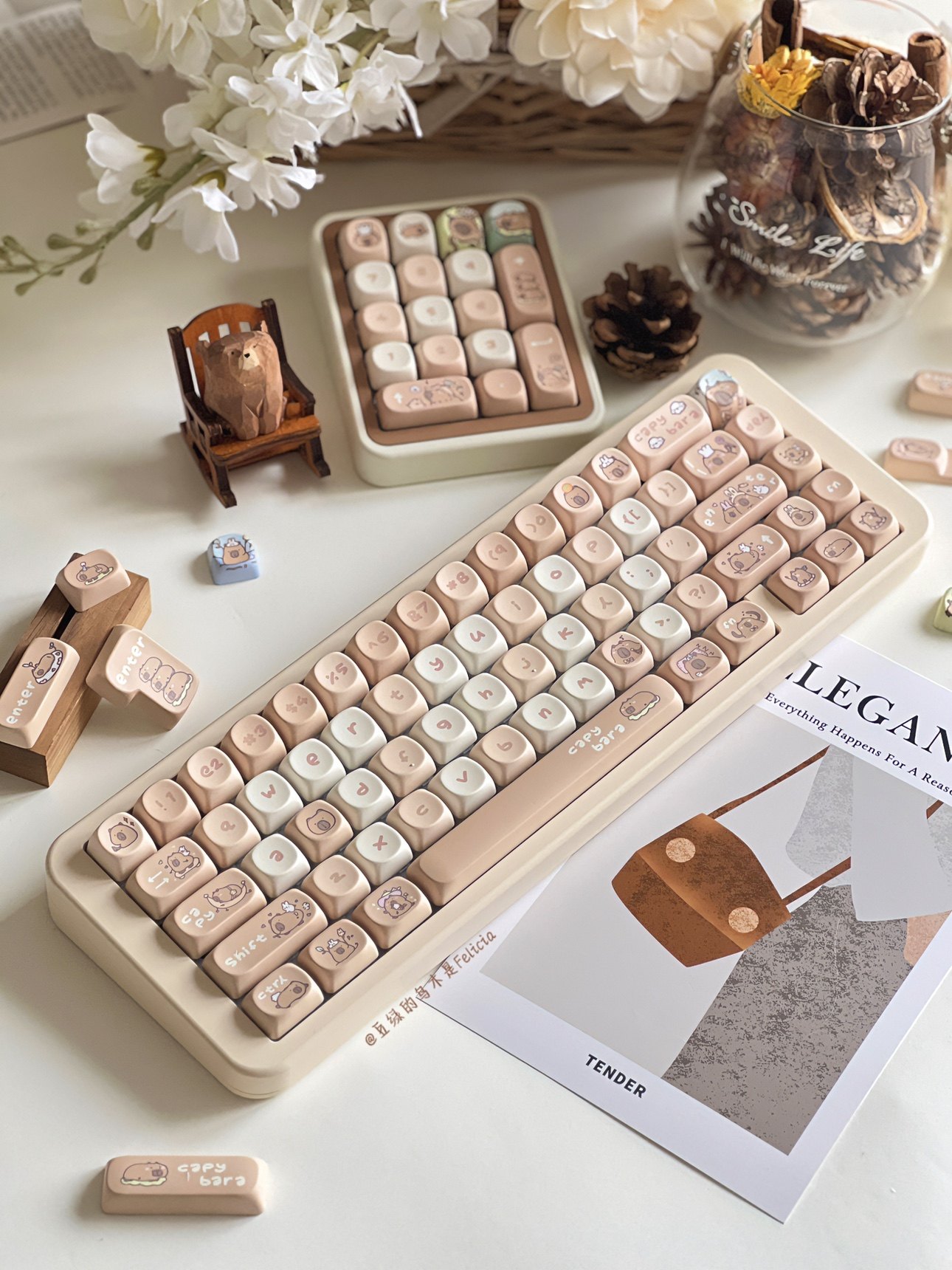 【售罄】柿饼工作室原创卡皮吧啦珍珠奶茶键帽水豚SOA高度