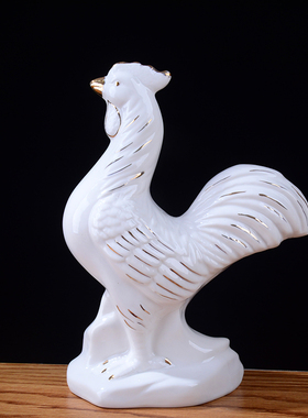 工艺吉祥风水12生肖金鸡白瓷