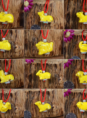 黄色老鼠描金12生肖属相项链猴子