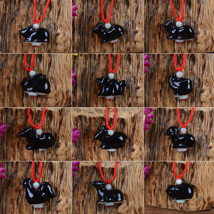 戴脖子项链黑色陶瓷老鼠牛虎兔子龙蛇马羊猴鸡狗猪小礼品生日礼物