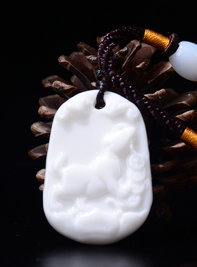 生肖陶瓷器坠项链戴脖子鼠白色牛虎兔龙蛇马羊猴鸡狗猪吊坠小孩子