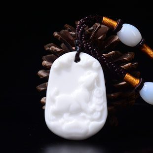 生肖陶瓷器坠项链戴脖子鼠白色牛虎兔龙蛇马羊猴鸡狗猪吊坠小孩子