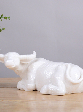 白色扭转乾坤风水招财摆件牛