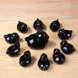 大鸡带一群小鸡招财风水摆件 陶瓷黑色鸡保平安吉祥物工艺品瓷器