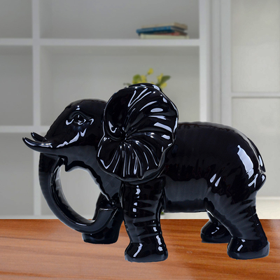 工艺乔迁开业卧室黑色大象摆件