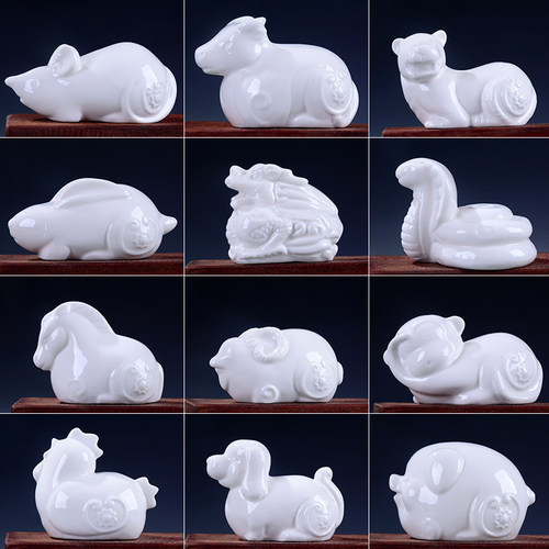 十二生肖风水龙蛇小号白色摆件