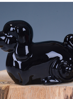 黄色陶瓷生肖狗招财风水家居摆设