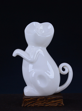 德化陶瓷白色风水生肖猴家居摆设