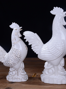 陶瓷镇宅风水十二生肖金鸡装饰品