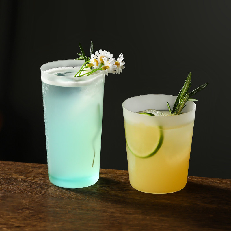 日式磨砂木村酒杯超薄海波杯柯林杯鸡尾酒杯咖啡杯高颜值玻璃杯
