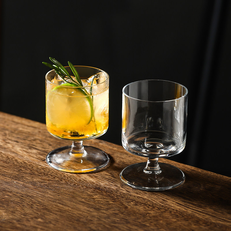 小众鸡尾酒杯高脚玻璃茶杯水杯子餐厅奶昔果汁冷饮杯拿铁咖啡杯