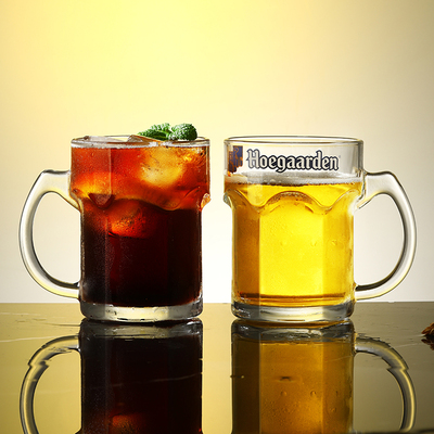 啤酒杯大容量扎啤杯耐热玻璃扎杯果汁饮料杯商用带把手杯茶水杯子