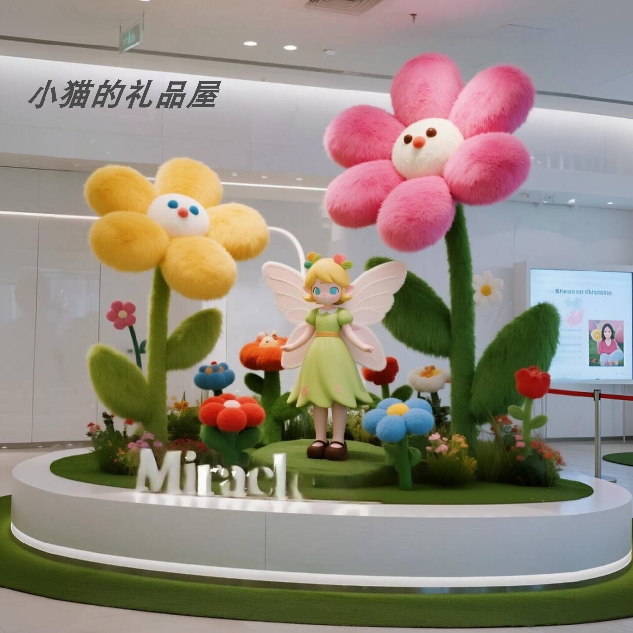 毛绒花大型造景摆件商业美陈打卡图片