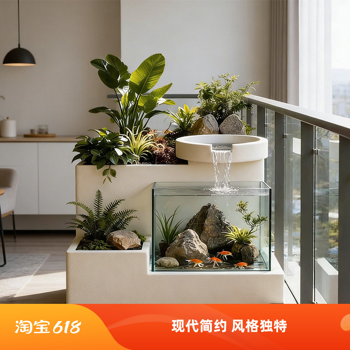 不锈钢成品鱼池阳台鱼缸循环庭院一体室内外流水露台别墅户外造景
