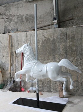 玻璃钢旋转木马雕塑坐人旋转木马大摆件婚庆活动独角兽摄影道具