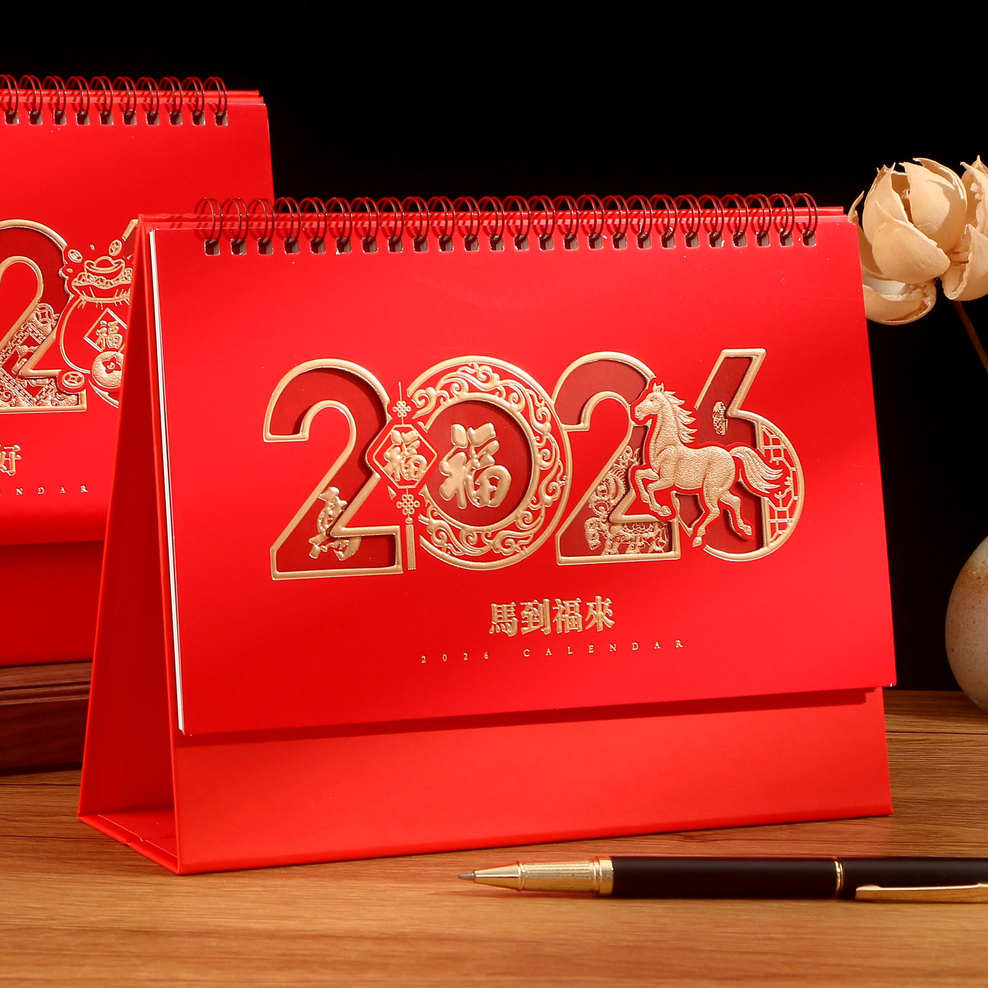 精品中国红镂空台历 支持定制 大红喜庆