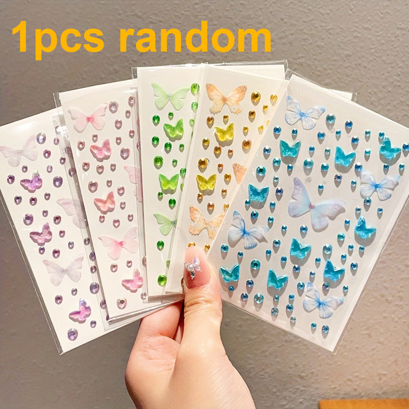 儿童卡通蝴蝶带钻贴纸演