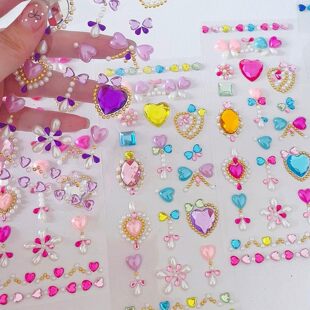 跨境热卖 亚克力宝石贴纸女孩演出脸部贴珠儿童diy化妆彩色水晶贴