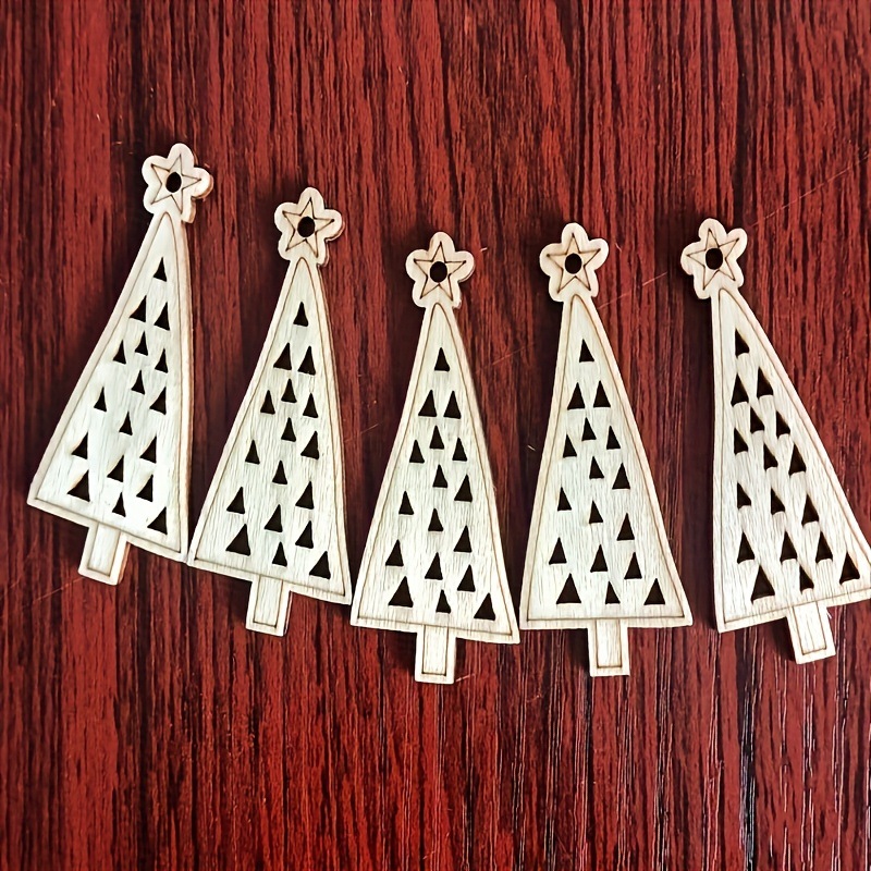 新款创意北欧风家居装饰手工DIY彩绘圣诞树木片节日氛围木质挂件
