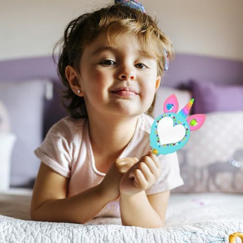 跨境木质空白涂鸦镜子粘贴木牌美术课木片DIY绘画创意手工公主镜