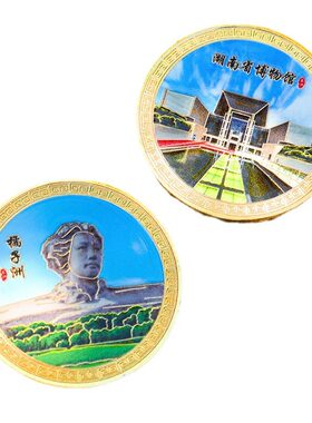 长沙纪念币冰箱贴景点纪念金币世界之窗杜甫江阁橘子洲铜文创礼品