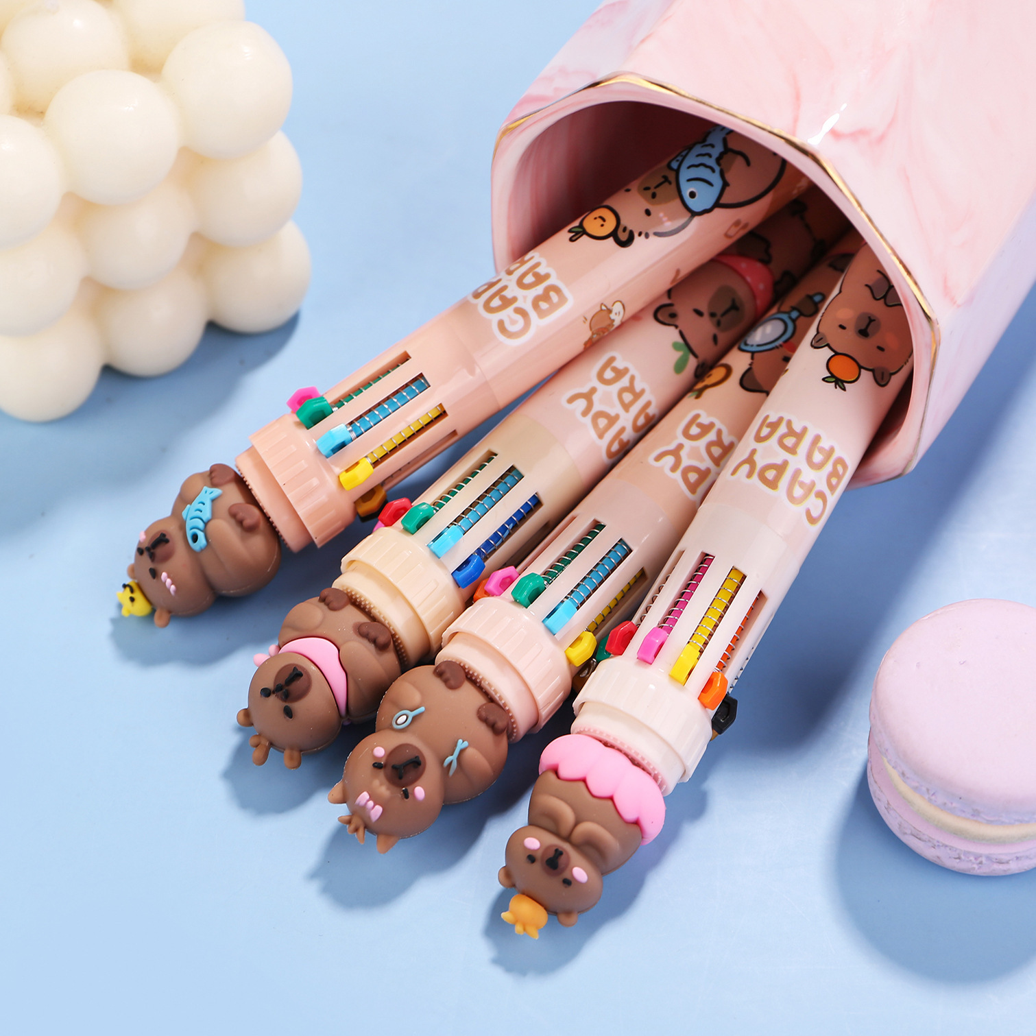 卡皮巴拉十色圆珠笔卡通